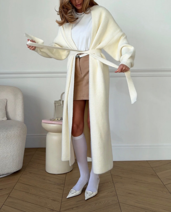 115 Кардиган подовженний в’язаний з поясом